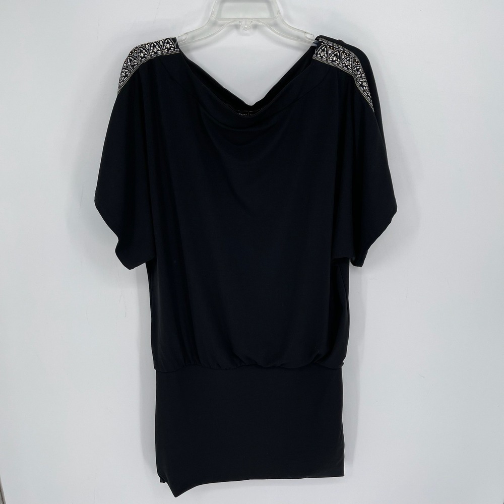 White House Black Market‎ Women's Black Embellished Dolman Tunic Top Size S